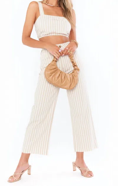 Show Me Your Mumu Alabama Crop Top In Sandy Stripe In White