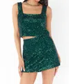 SHOW ME YOUR MUMU ALL NIGHT SKORT IN EMERALD SEQUINS