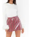 SHOW ME YOUR MUMU ALL NIGHT SKORT IN RED PLAID SEQUINS