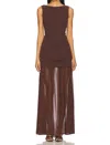 Show Me Your Mumu Aria Maxi Dress Chocolate Stretch Chiffon In Brown