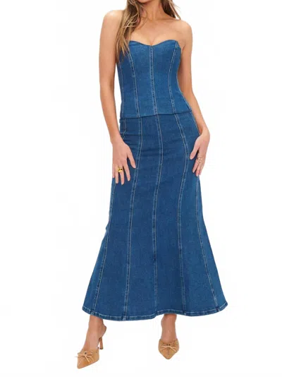 Show Me Your Mumu Baton Rouge Skirt In Blue Indigo In Gold