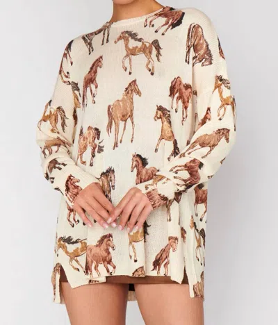 SHOW ME YOUR MUMU BONFIRE KNIT SWEATER IN WILD HORSES