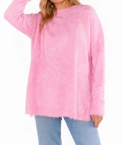 SHOW ME YOUR MUMU BONFIRE SWEATER IN PINK FUZZY KNIT