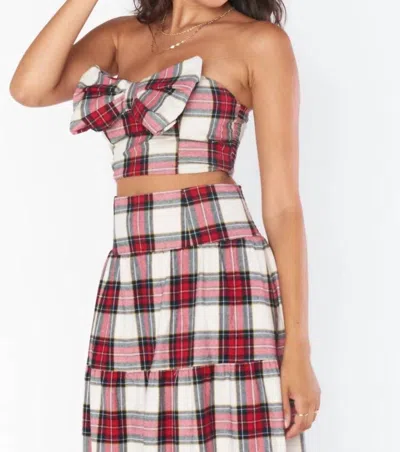 SHOW ME YOUR MUMU BOW TOP IN WINTER PLAID