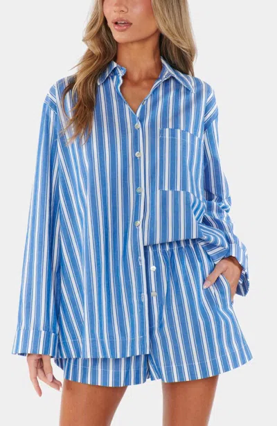 Show Me Your Mumu Braxton Button Down In Coastal Blue Stripe