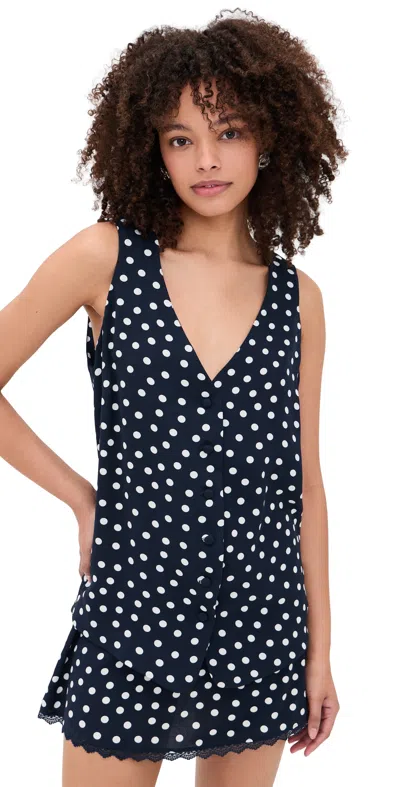 Show Me Your Mumu Bridgette Vest Navy Polka Dot In Blue