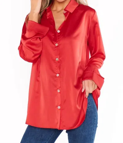 Show Me Your Mumu Button Down Satin Top In Red