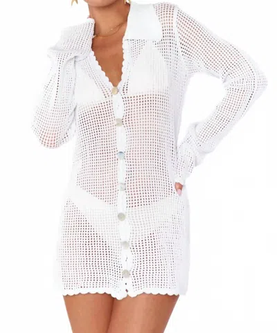 Show Me Your Mumu Button Up Coverup In White Crochet