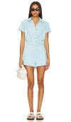 Show Me Your Mumu Cannon Romper In Spring Blue Denim