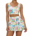 Show Me Your Mumu Celeste Playful Skort In Amalfi Coast Linen In Multi