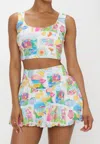 Show Me Your Mumu Celeste Playful Skort In Amalfi Coast Linen In Multi