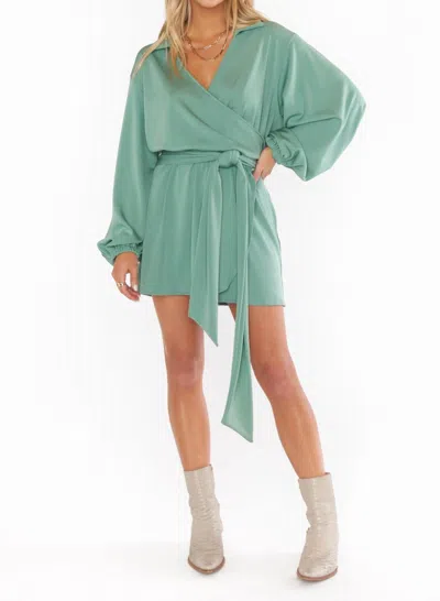 Show Me Your Mumu Chloe Collared Dress In Sage Slinky Stretch In Green