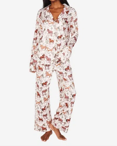 Show Me Your Mumu Classic Horses Pajamas Set In Country Horses Jersey In Multi