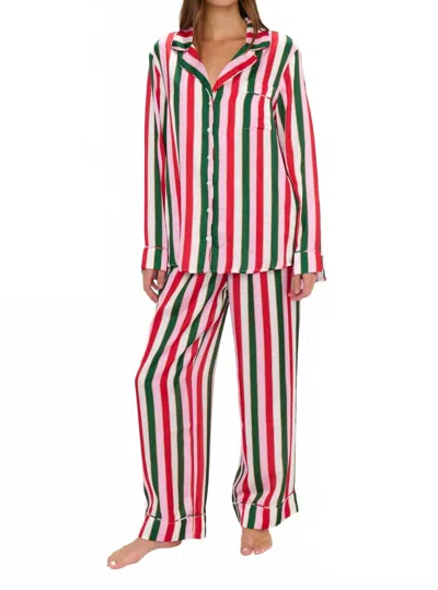 Show Me Your Mumu Classic Jolly Stripes Pajama Set In Red In Animal Print