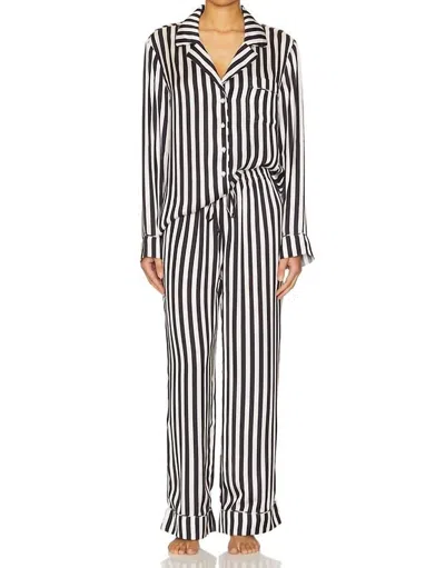 Show Me Your Mumu Classic Midnight Stripe Silky Pajama Set In Black In Brown