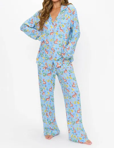 Show Me Your Mumu Classic Pajama Set In Easter Sunday Jersey In Blue
