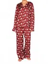 Show Me Your Mumu Classic Wine Pajamas Set In Red Silky In Red