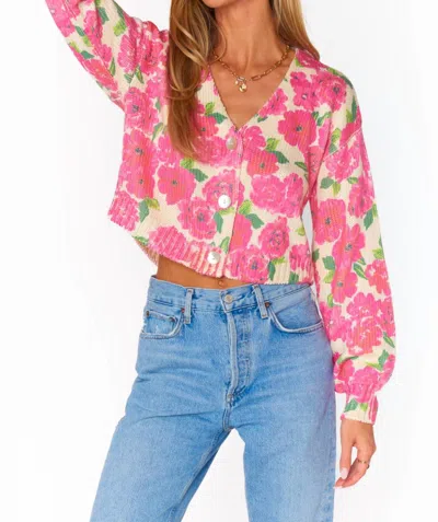 Show Me Your Mumu Clemmie Cardi In Pink Floral Soiree Knit