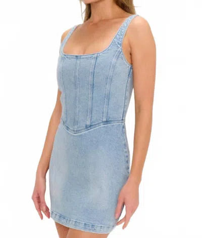SHOW ME YOUR MUMU CORSET DENIM MINI DRESS IN BLUE