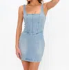 Show Me Your Mumu Corset Mini Dress In Misty Morning In Blue