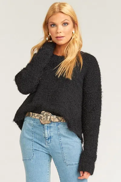 Show Me Your Mumu Cropped Varsity Sweater In Knubby Knit Black In Gray