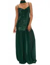 Show Me Your Mumu Dalia Maxi Dress In Emerald Sequins In Green