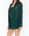 Show Me Your Mumu Dance Blazer In Emerald Sequins In Green