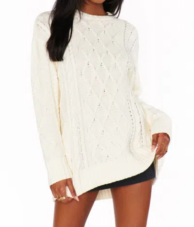 Show Me Your Mumu Day To Day Cable Knit Sweater In Cream In White