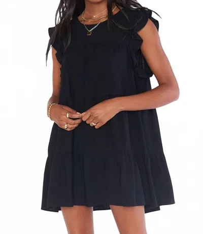 Show Me Your Mumu Daydream Mini Dress In Black Linen In Blue