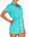 Show Me Your Mumu Daylight Romper In Teal Linen In Blue