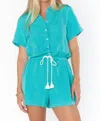 Show Me Your Mumu Daylight Romper In Teal Linen In Multi