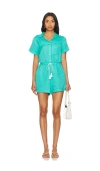 Show Me Your Mumu Daylight Romper In Teal Linen In Teal Linen