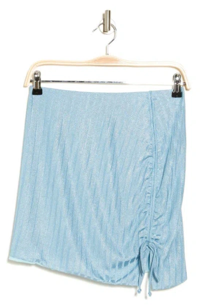 Show Me Your Mumu Dazy Ruched Miniskirt In Blue Shiny Rib