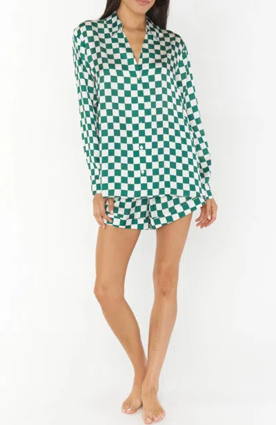SHOW ME YOUR MUMU EARLY RISER PJ SET IN GREEN CHECK
