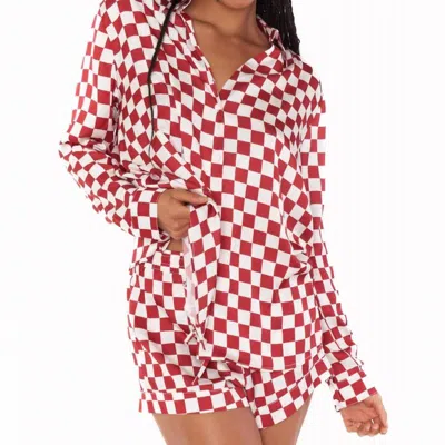 Show Me Your Mumu Early Riser Pj Set In Red Checker Silky