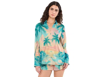 Show Me Your Mumu Early Riser Pj Set Women's Pajama Sets Sunset Cove Silky: Processing Processing In Blue