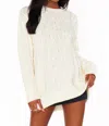 Show Me Your Mumu Day To Day Cable Knit Sweater In Cream In White