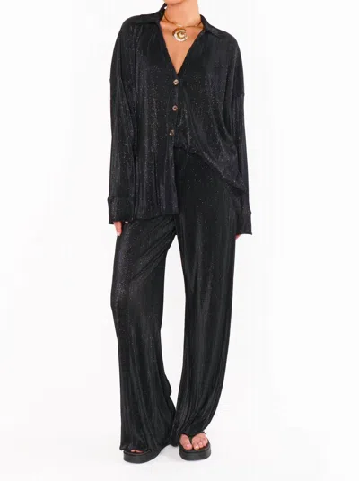 Show Me Your Mumu Everywhere Pants In Black Shimmer Pleat