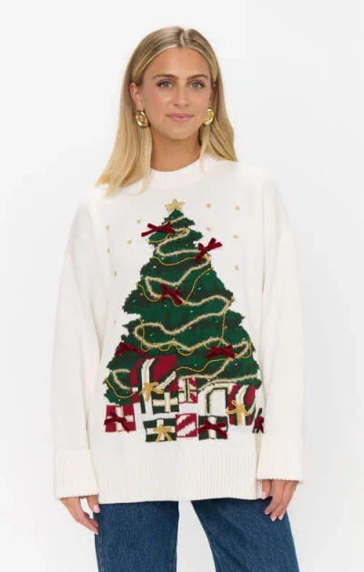 Show Me Your Mumu Fireside Christmas Tree Sweater In White