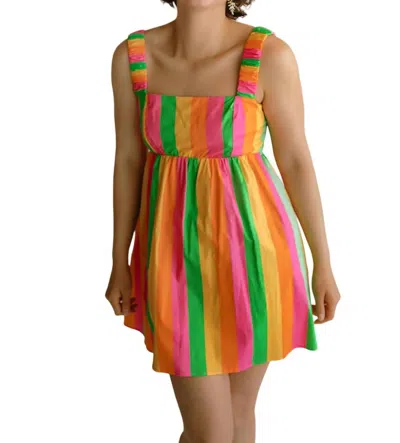 Show Me Your Mumu Fling Mini Dress In Neon Stripe In Multi