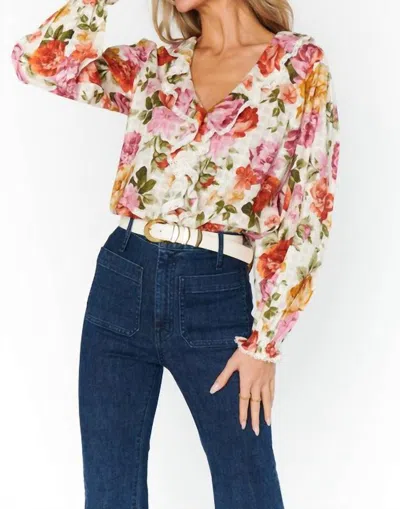 Show Me Your Mumu Floral Blouse In White