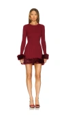 Show Me Your Mumu Fran Dress With Faux Fur Trim In Cranberry Rib