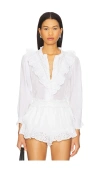 Show Me Your Mumu French Blouse In White In 白色孔眼