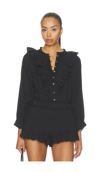 Show Me Your Mumu French Blouse In Black Eyelet