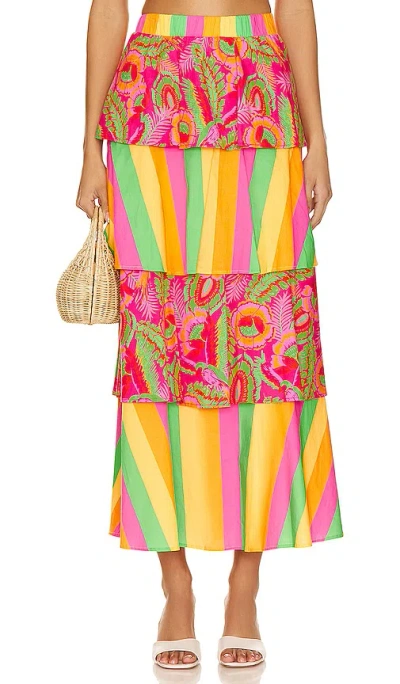 Show Me Your Mumu Full Swing Skirt In Neon Stripe