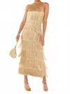 Show Me Your Mumu Gatsby Maxi Dress In Gold Rush Fringe In Brown