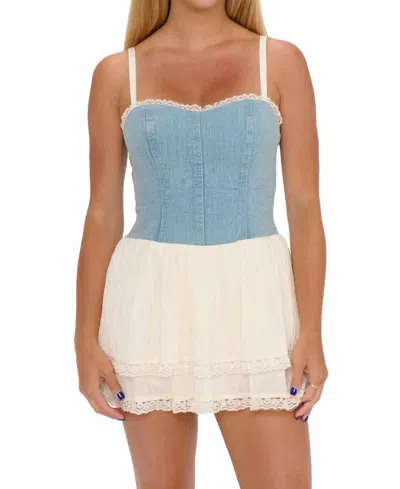 Show Me Your Mumu Geneva Mini Dress In Light Indigo With Cream Voile In Blue