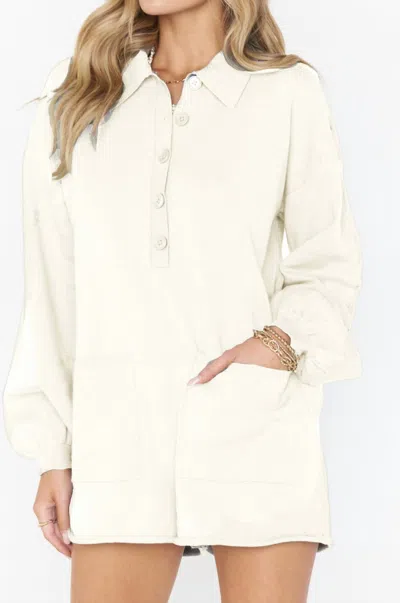 Show Me Your Mumu Gianni Romper In Cream Knit In Beige