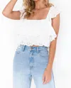 Show Me Your Mumu Girly Top In White Eyelet In Multi