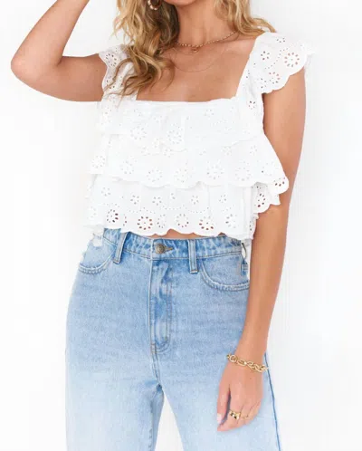 Show Me Your Mumu Girly Top In White Eyelet In Multi